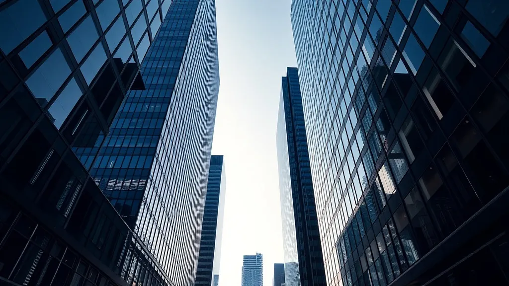 A high-contrast architectural shot of Calgary downtown offic