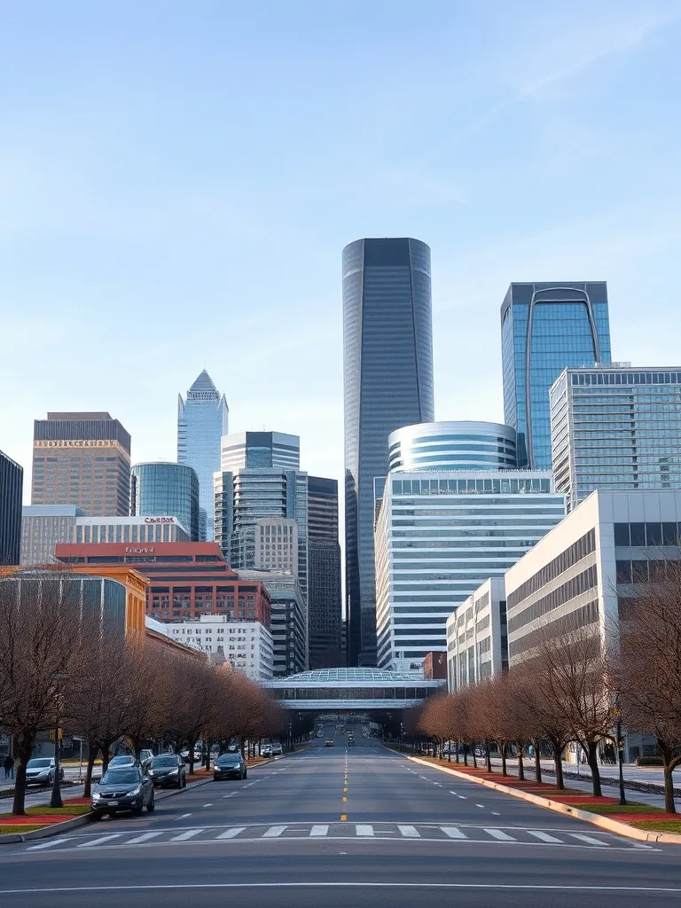 A professional wide-angle architectural shot of downtown Cal