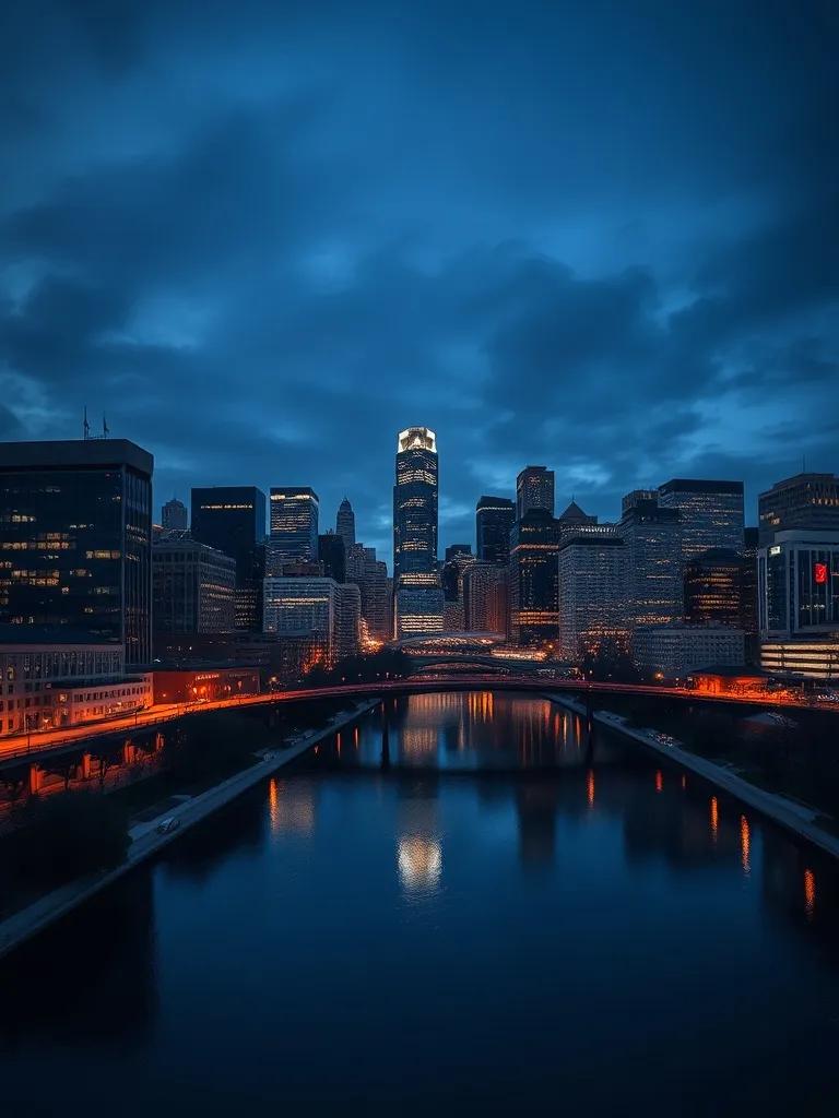 A professional, high-contrast wide shot of downtown Calgary