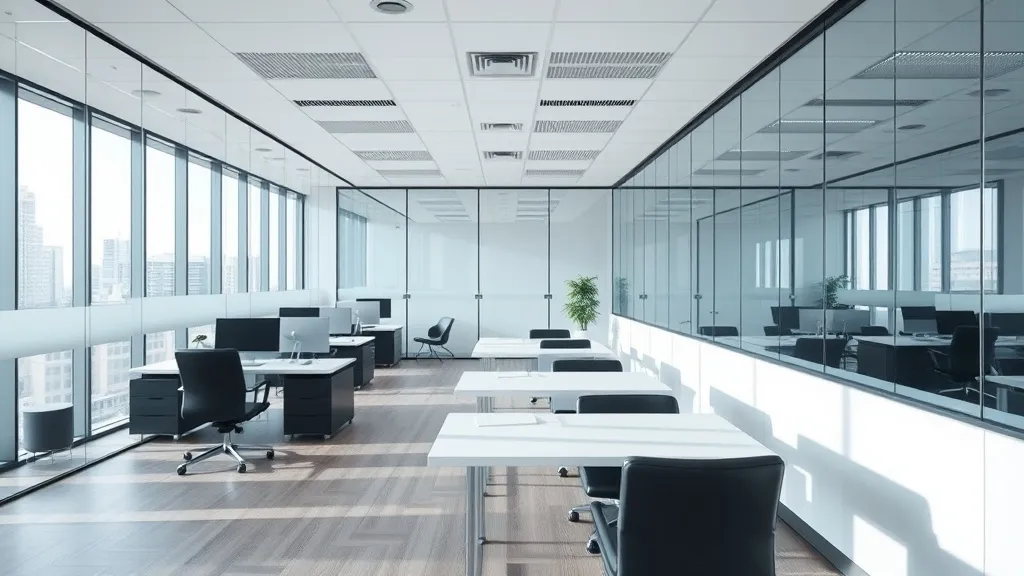 A clean, modern office interior in Calgary with glass walls
